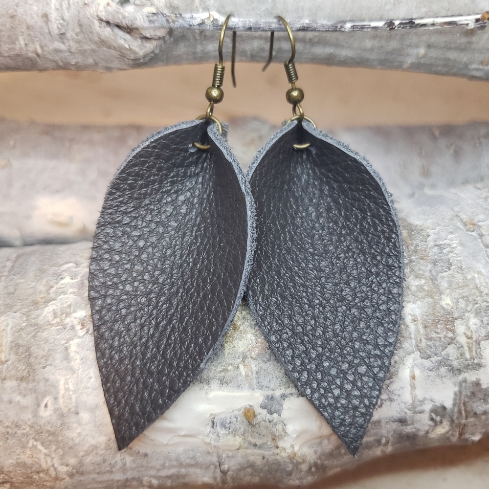 Leaf Recycled Leather Earrings